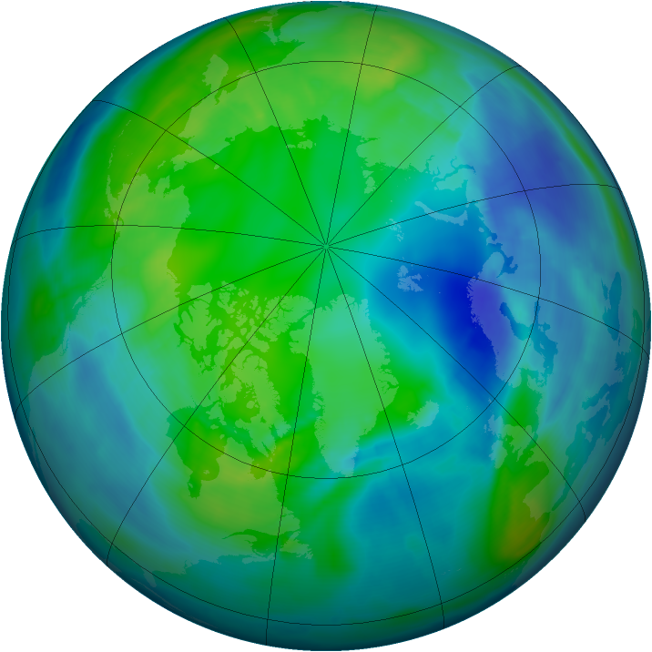 Arctic ozone map for 01 November 2008